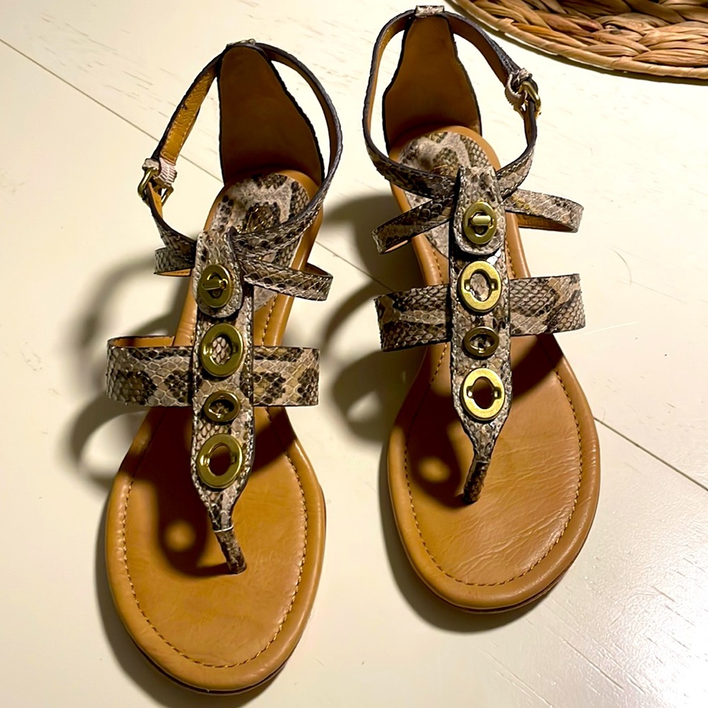 Coach Printed Python Vicky Sandals Size 7 Worn On… - image 1